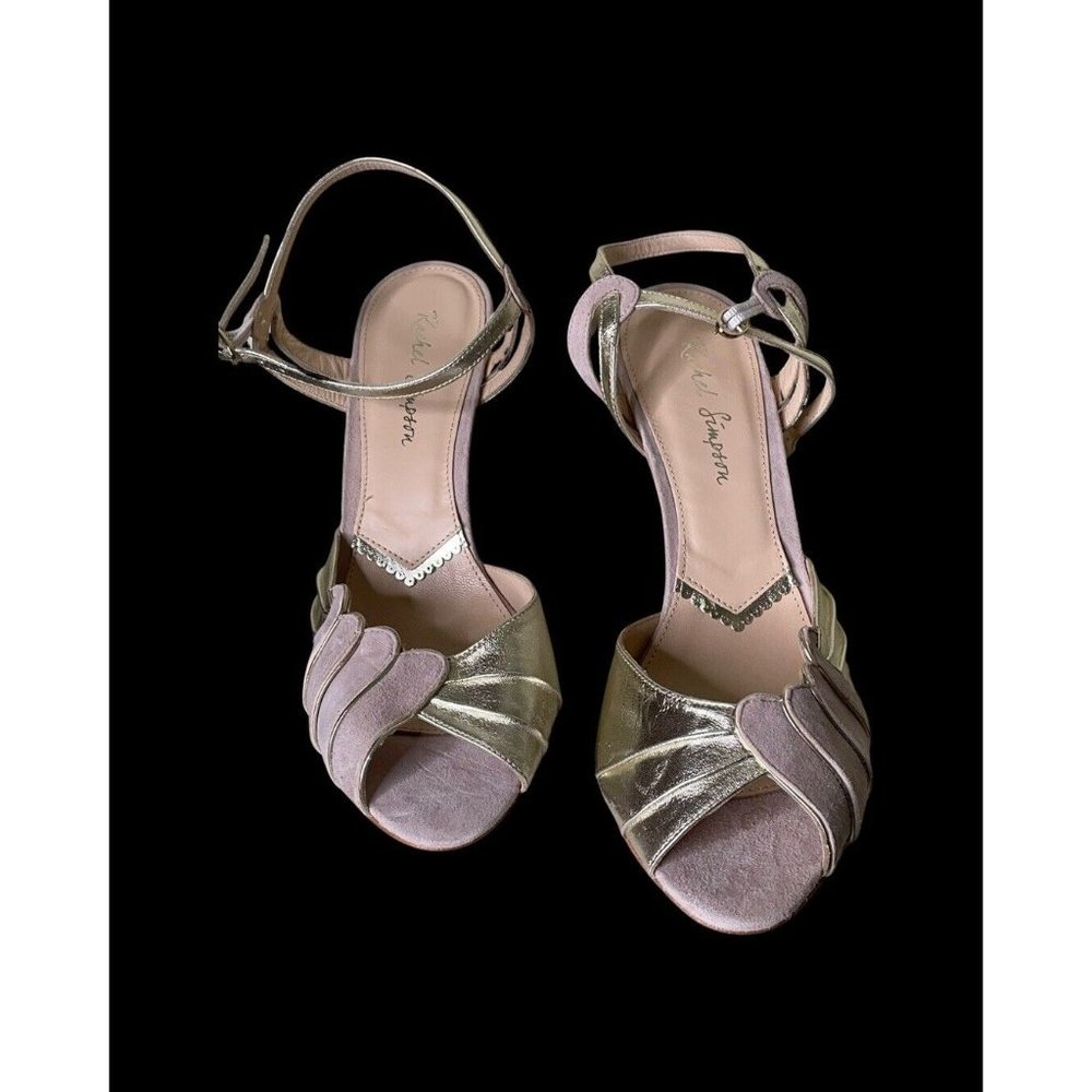 Bhldn Rachel Simpson Pink Gold Metallic Caramia Heels Shoes Bridal Size 40 9 NEW - Picture 4 of 7
